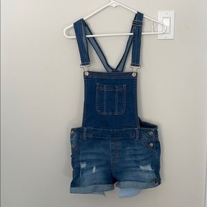 Forever 21 denim overall shorts